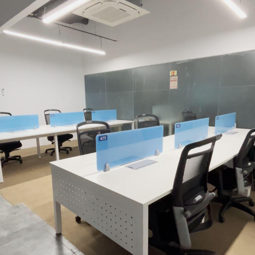 Completed commercial office workspace interior